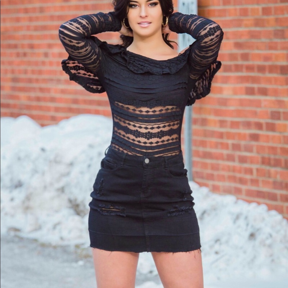 Lace Black off shoulder Bodysuit